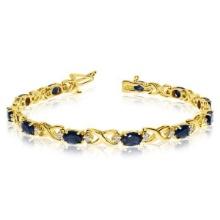 Oval Sapphire and Diamond XOXO Link Bracelet 14k Yellow Gold 7.00ctw