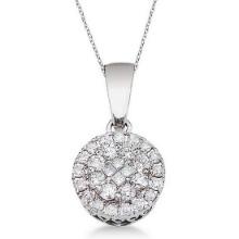 Round and Princess Diamond Cluster Pendant 14k White Gold (0.50ct)