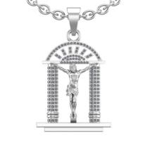 1.40 Ctw SI2/I1 Diamond 14K White Gold Jesus Heaven's Gate Pendant Necklace