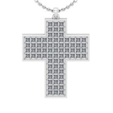 4.44 Ctw SI2/I1 Diamond 14K White Gold Cross Pendant Necklace