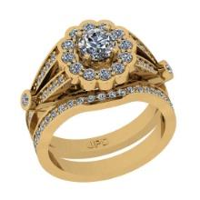 1.17 Ctw SI2/I1 Gia Certified Center Diamond 14K Yellow Gold Bridal Style Wedding set Ring