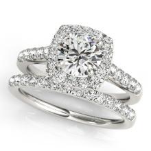 Certified 1.40 Ctw SI2/I1 Diamond 14K White Gold Vintage Style Bridal Set Ring