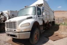 2003 Freightliner Side Load Trash Truck: Motor is bad (Cummins engine), head is off also, no seats,
