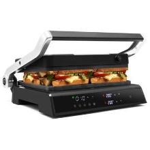 3-in-1 Electric Panini Press Grill with Non-Stick Coated Plates-Black