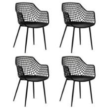 Set of 4 heavy-duty modern dining chairs with a hollow backrest, 22.5" x 21" x 34" (L x W x H)