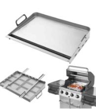 Griddle for Gas Grill, Flat Top Grill with Removable Grease Tray, 24In X 16In