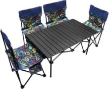 AMJ Camping Folding Table & 4 Chairs Set