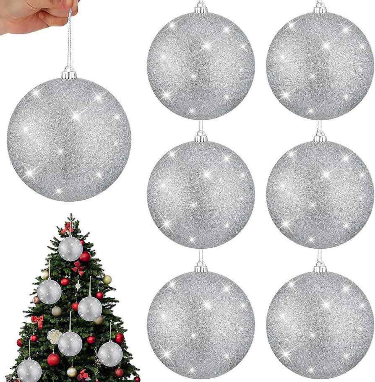 Zubebe 6 Pcs 8" Extra Large Outdoors Christmas Balls Ornaments Jumbo Oversized Christmas Tree