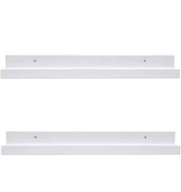 AZSKY White Floating Shelves Wall Mounted Set of 2, 24 Inch Picture Ledge Shelf (Solid Pine Wood)