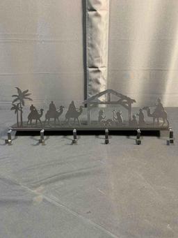 Nativity Scene Nativity Sets for Christmas Indoor Black Metal Nativity Set with Wood Base