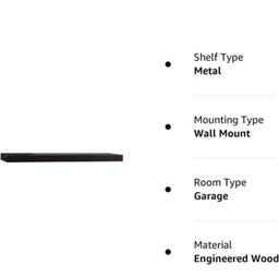 InPlace Shelving, Black 0191402 36 in W x 10 in D x 2 in H Floating Wall Shelf with Invisible