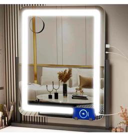 Makeup Vanity Mirror with Lights - 22" Large LED Lighted Mirror with 10X Magnification and USB