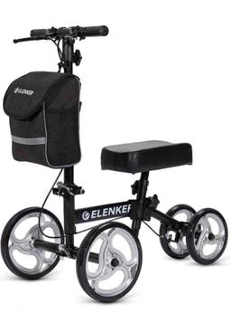 ELENKER Steerable Knee Walker with 10" Front Wheels Deluxe Medical Scooter for Foot Injuries Compact