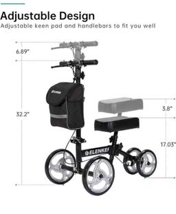 ELENKER Steerable Knee Walker with 10" Front Wheels Deluxe Medical Scooter for Foot Injuries Compact