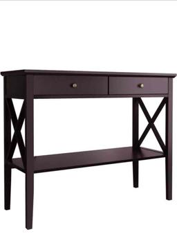 ChooChoo Console Table with Drawers, Narrow Wood Accent Sofa Table Entryway Table with Storage Shelf