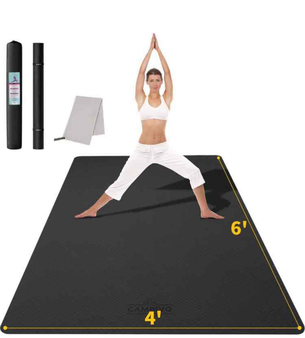 CAMBIVO Large Yoga Mat (6'x 4'), Extra Wide Workout Mat for Men and Women, Yoga Mat