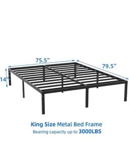 King Size Bed Frame 14 Inch Metal Platform Bed Frame No Box Spring Needed Mattress Foundation with