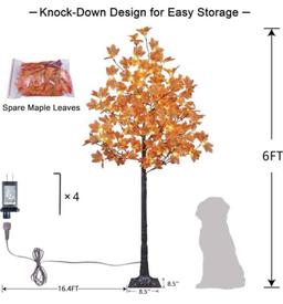 LIGHTSHARE 6FT 120LED Artificial Lighted Maple Tree Warm White Fall Decorations Indoor Ourdoor