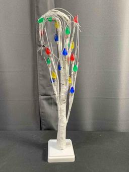Timer ] Ruidazon 2 Pack Lighted Birch Tree, 26" Christmas Birch Tree with 24 Led Red Green Orange