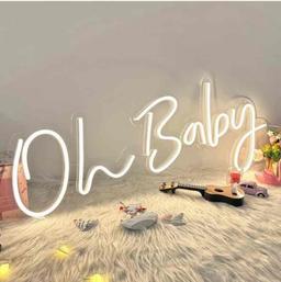 38"x15" Super Large Oh Baby Neon Sign for Baby Shower Backdrop, Oh Baby Led Signs Dimmable Light Up