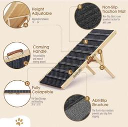 Dog Ramp for Bed - Car Ramp for Dog - 39" Long Adjustable 16"-24" Dog Ramps for Small Dogs Medium
