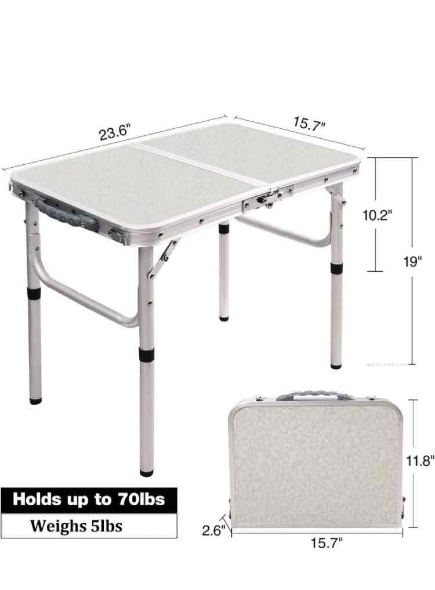 RedSwing Small Folding Table Portable 2 Feet, Small Foldable Table Adjustable Height, Lightweight