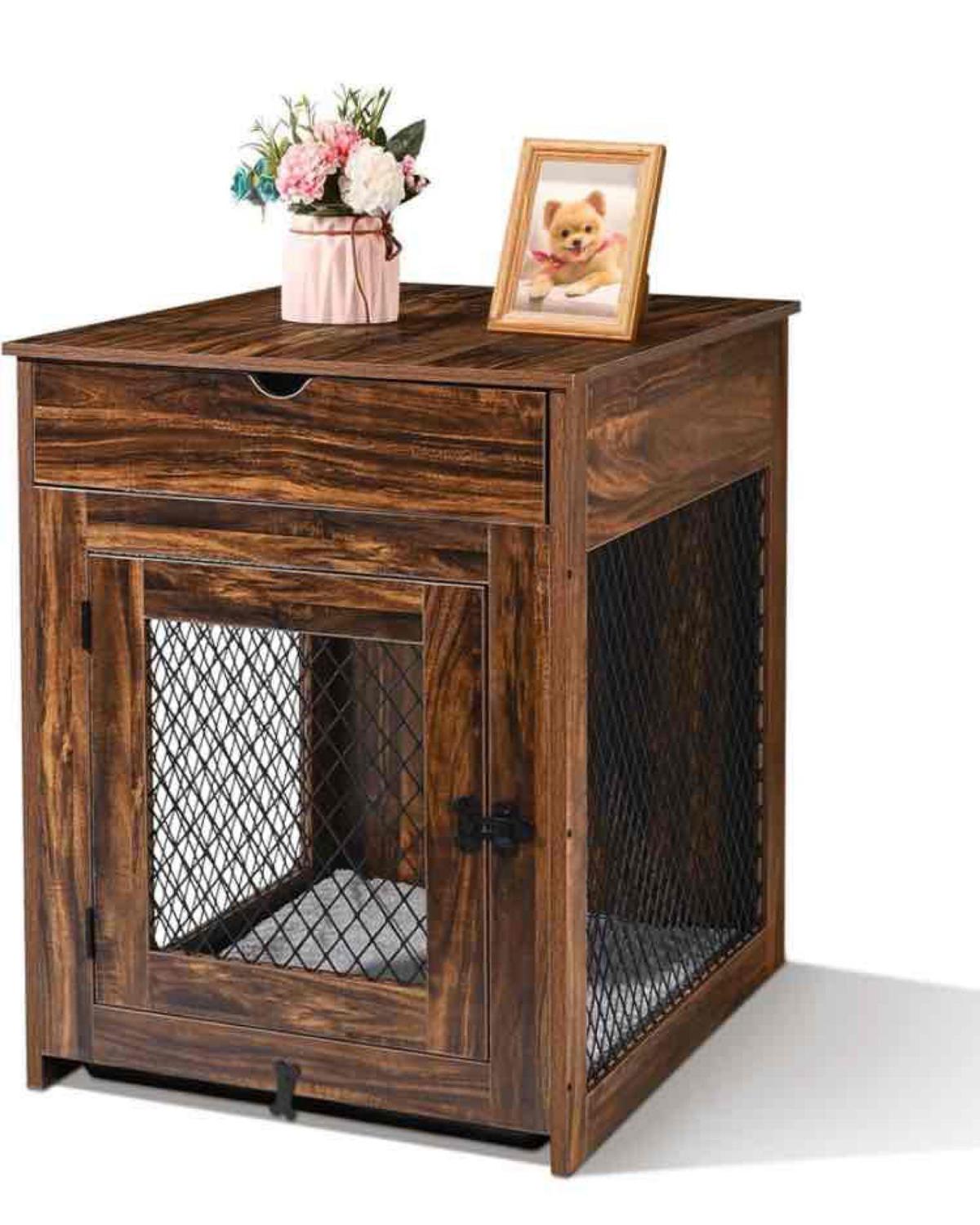 Dog Crate Furniture End Table, Wooden Furniture-Style Dog Crates Indoor Kennel Side Table Nightstand