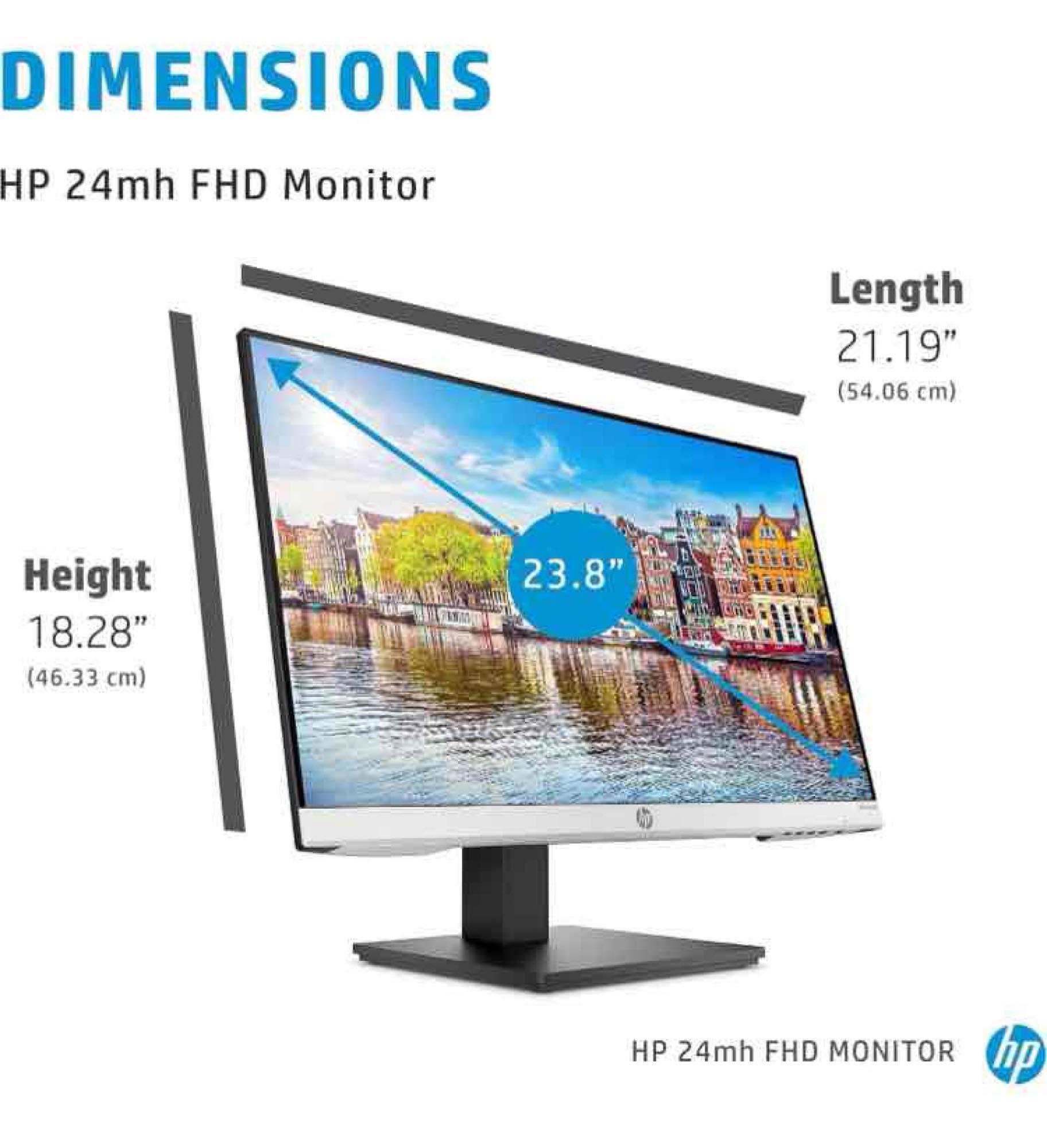 HP 24mh FHD Computer Monitor 23.8-Inch