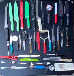 Lot Of Knifes & Cook Accessories