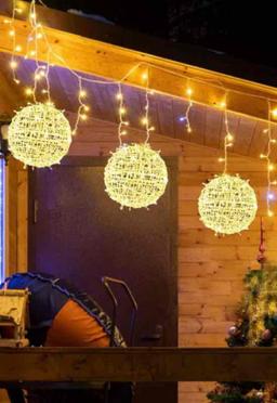 15" Outdoor Balls Lights Hanging - 3 Pack