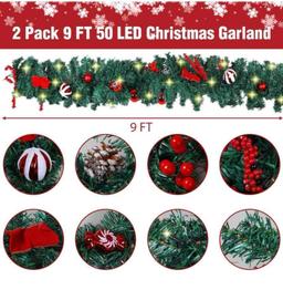 MorTime 2 Pack 9 FT LED Christmas Garland