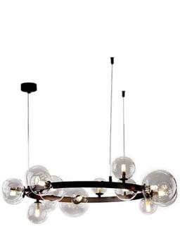 KunMai Modern Glass Chandelier 24-Light with Globe Bubble Pendant Light for Living Room Dining Room
