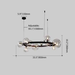 KunMai Modern Glass Chandelier 24-Light with Globe Bubble Pendant Light for Living Room Dining Room