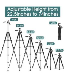 UBeesize 74" Camera Tripod with Phone Holder and Remote, Heavy Duty Tripod Stand with Portable Bag