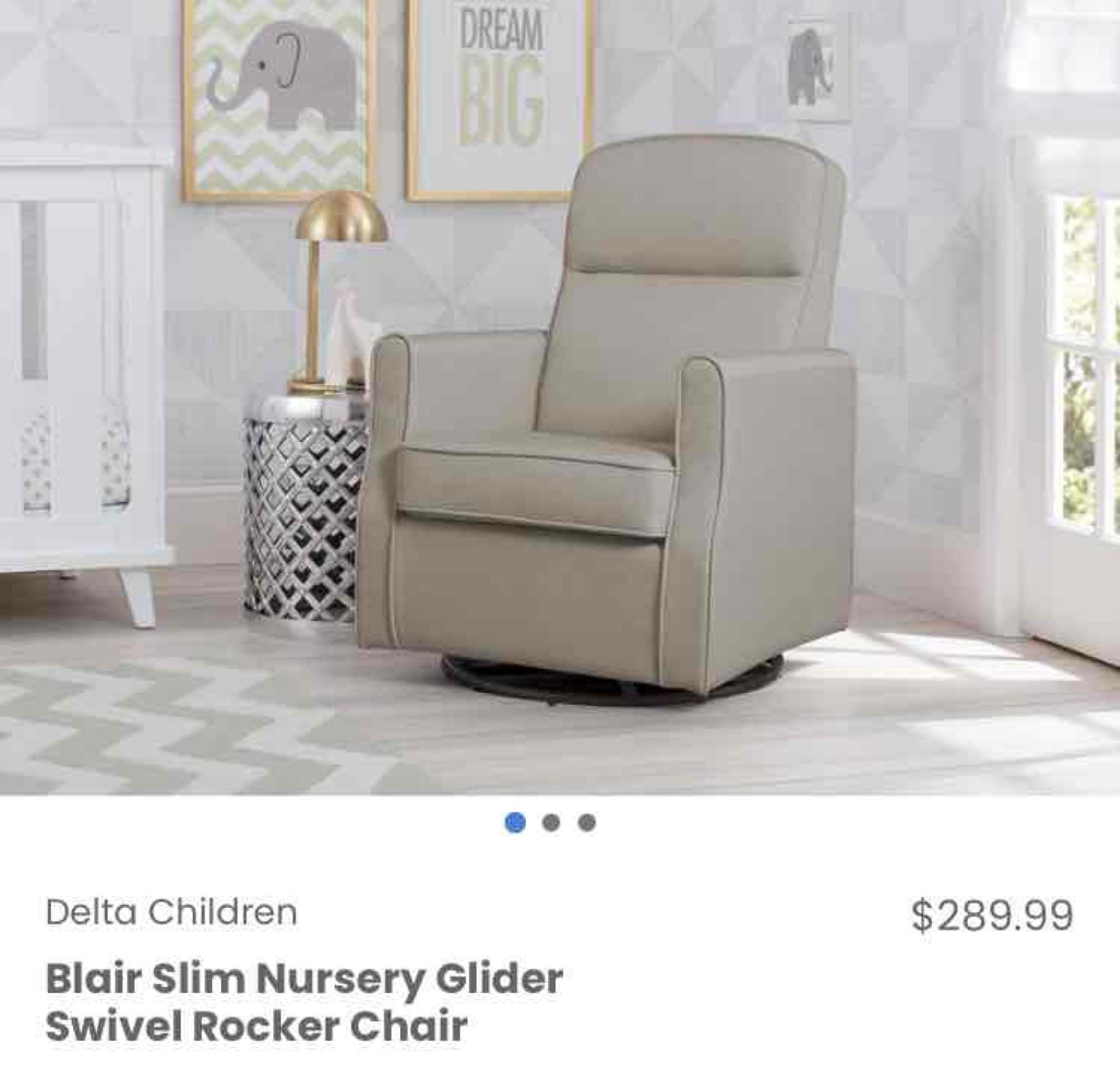 Delta Children Blair Slim Nursery Glider Swivel Rocker Chair