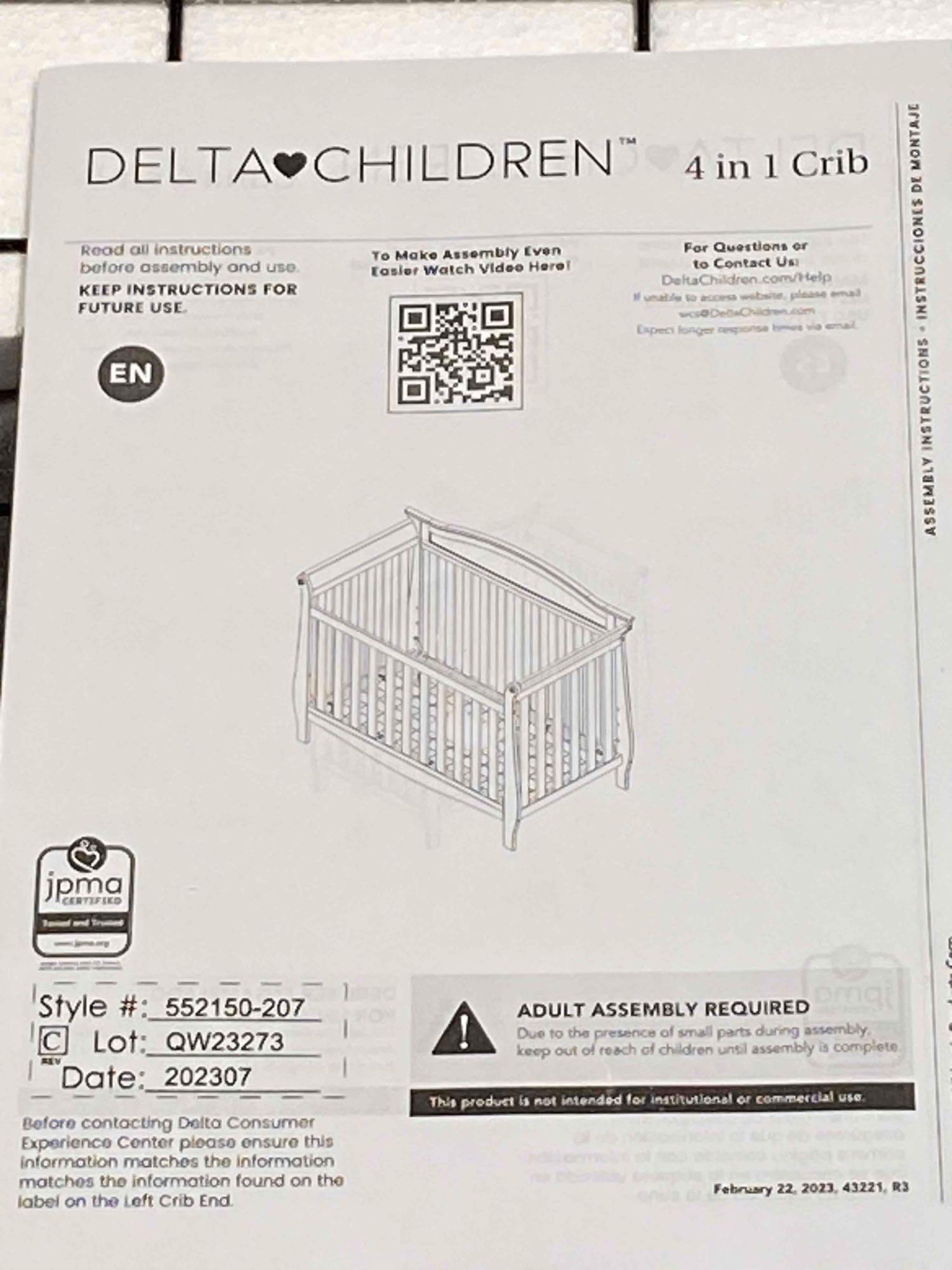 Delta Children 4-in-1 Convertible Crib Dark Chocolate