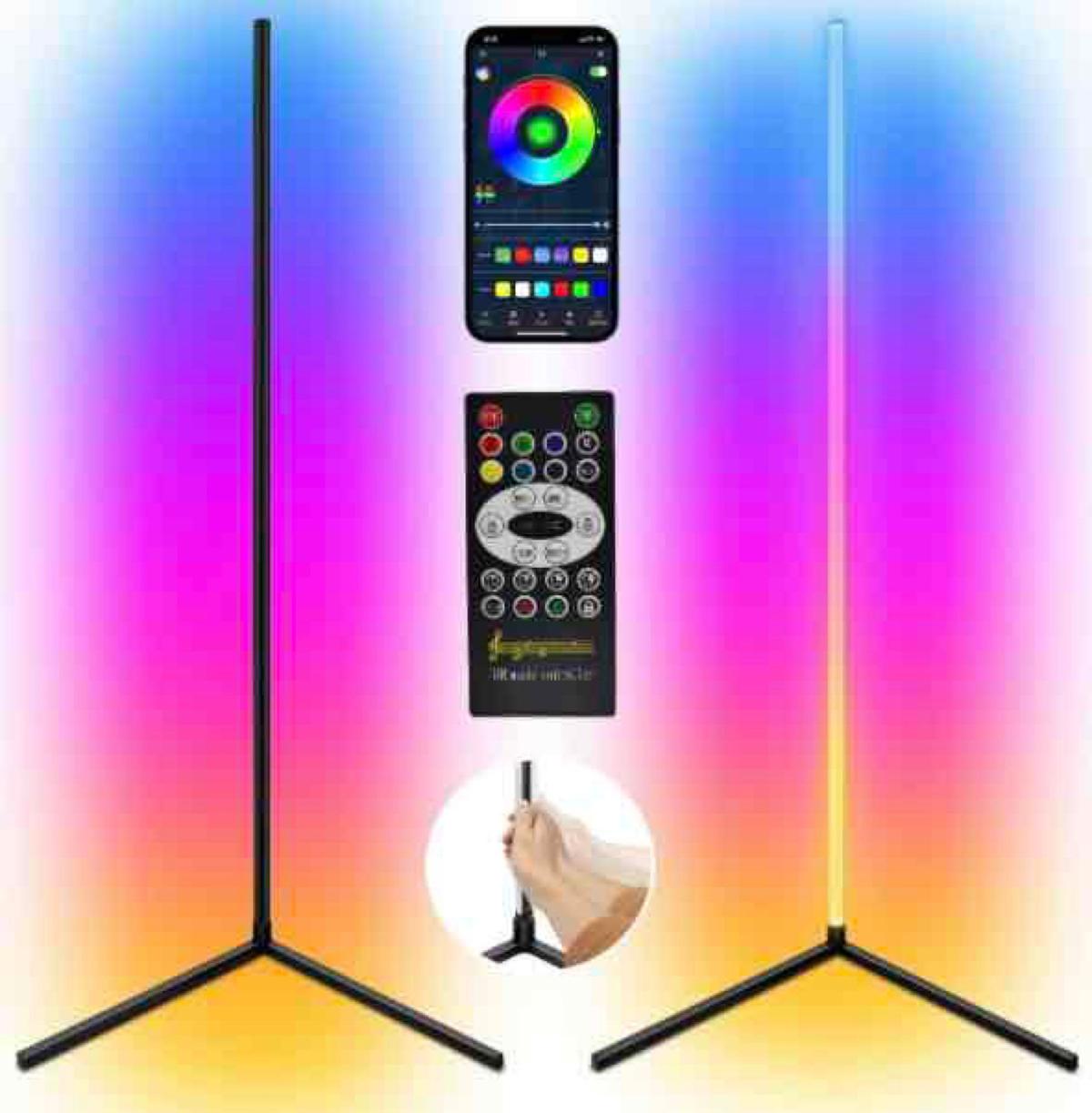 Update 2 Pack Corner Floor Lamp : Rotatable RGB Color Changing Lighting Standing LED Corner Lamp