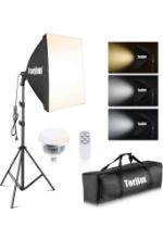 Torjim Softbox Lighting Kit, 27" x 27" Professional Photography Lighting Kit with 85W 3000-7500K E26