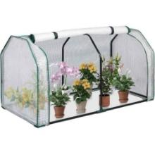 Mini Greenhouse, 27.5x8.7x2.8 PE Cover, Garden Greenhouse with Roll-up Zipper Door, Portable Garden