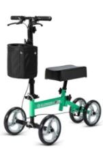 ELENKER Knee Scooter with Basket Dual Braking System for Ankle and Foot Injured (Green)