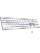 AUSDOM White Wireless Full Size Keyboard: Bluetooth Multi-Device USB Cordless Slim Quiet Keyboard