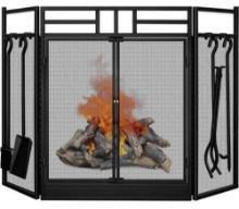 Amagabeli Garden Home 3 Panel Folding Fireplace Screen