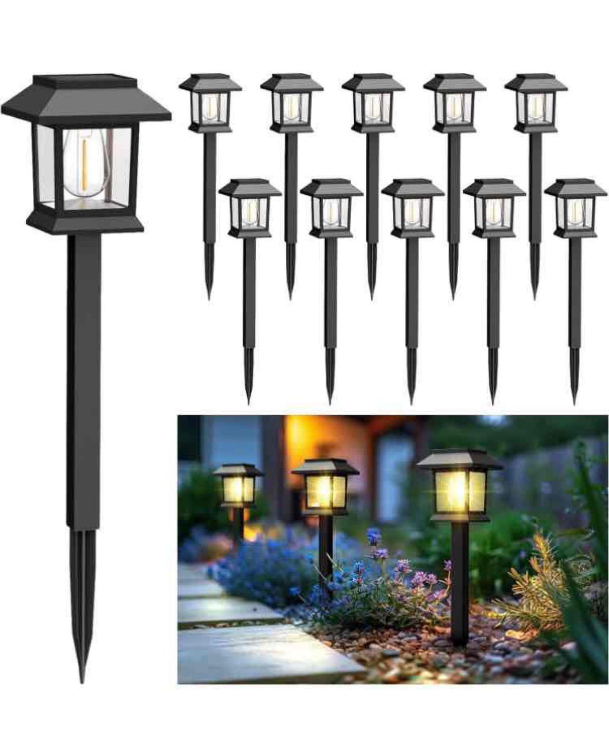 Solar Lights for Outside,10 Pack Waterproof Solar Garden Lights, Auto On/Off Solar Pathway Lights