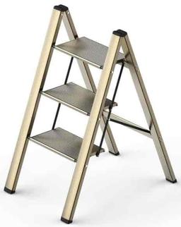 3 Step Ladder Folding Step Stool with Wide Anti-Slip Pedals