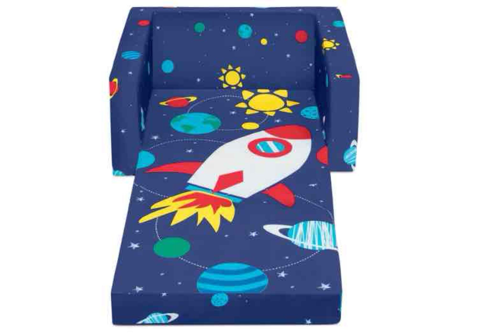 Delta Children Spaceship Cozee Flip Out Chair - 2-in-1 Convertible Chair to Lounger for Kids