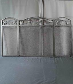 Amagabeli Free Standing Fireplace Screen 3 Panel Pewter Foldable