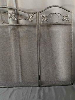 Amagabeli Free Standing Fireplace Screen 3 Panel Pewter Foldable