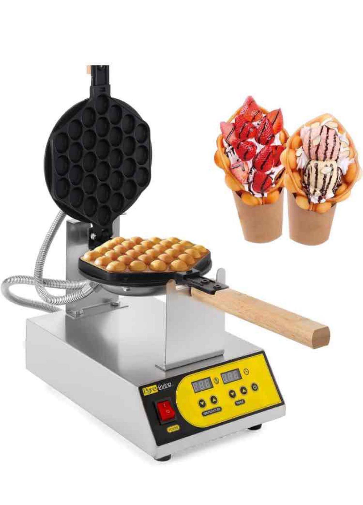 Dyna-Living Bubble Waffle Maker Commercial Intelligent Hong Kong Egg Waffle Maker 1400W Bubble