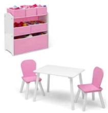 Delta Children 4-Piece Toddler Playroom Set ? Includes Play Table and 6 Bin Toy Organizer with