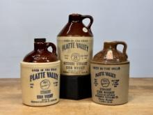 (3) Vintage McCormick Platte Valley Straight Corn Whiskey Jugs